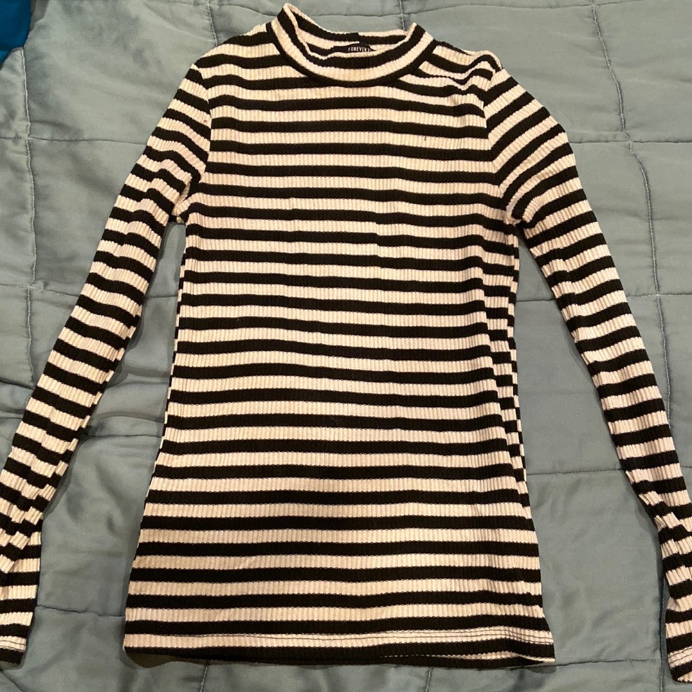 F21 Striped Mock Neck